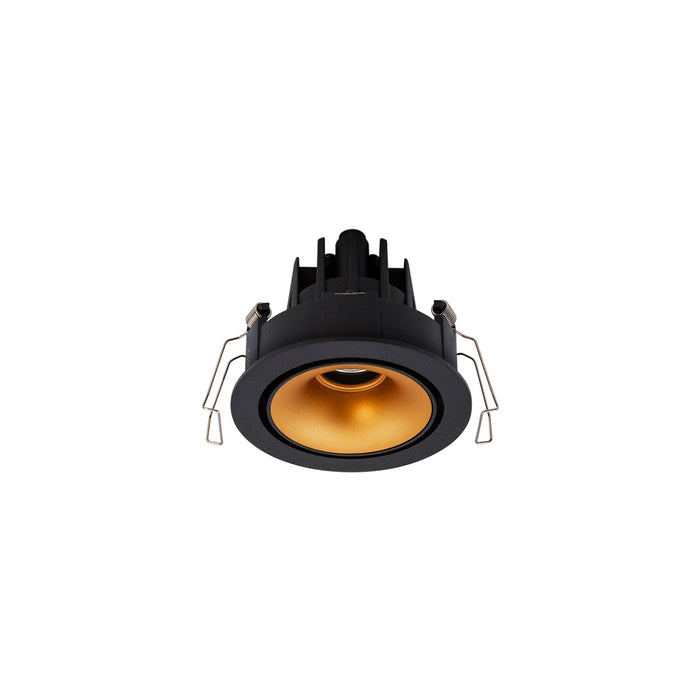 Cevon Downlight LED Recessed Round Tilt/Rotate c/w Dimmable Driver 11W 260mA CC 3K CRI97-Black/Gold - The Lighting Shop NZ