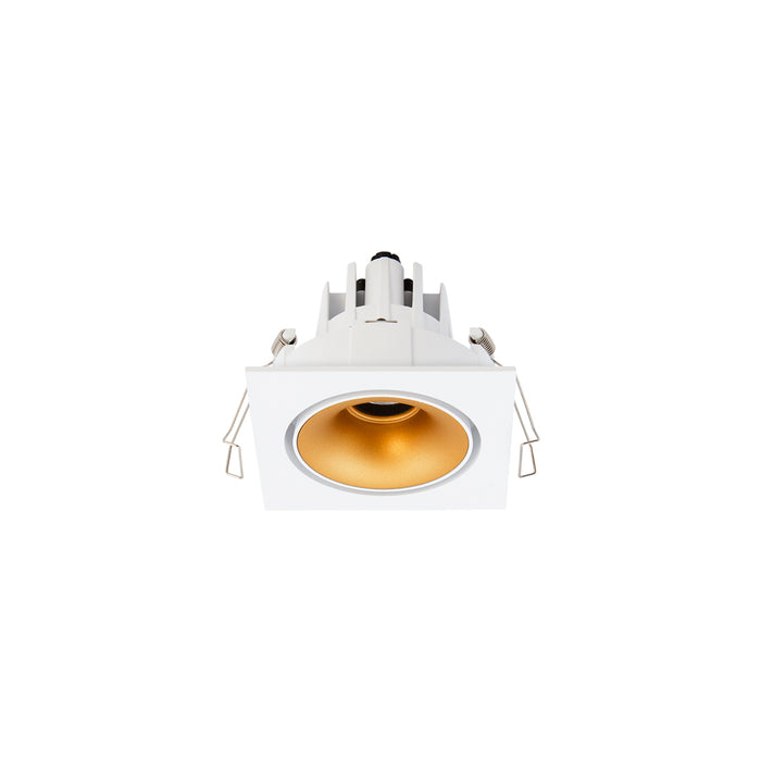 Cevon Downlight LED Recessed Square Tilt/Rotate c/w Dimmable Driver 11W 260mA CC 3K CRI97-White/Gold - The Lighting Shop NZ