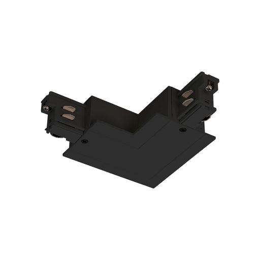 Track 3 Circuit Recessed L Connector Earth Outside (Left) - Black - The Lighting Shop NZ