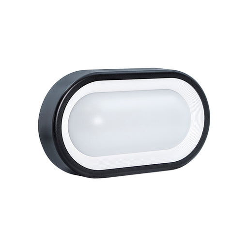 Exterior LED Bulkhead 8.5W Pri:240V 3K-Black with White - The Lighting Shop NZ