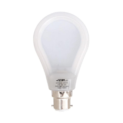 220-240V 9W B22 Econled Slimstyle LED Lamp 3000K Warm White Dimmable - The Lighting Shop
