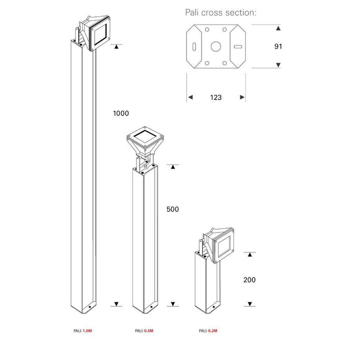 Arealite Zed Accessories - Pali Pole Mount 0.5M Silver - The Lighting Shop