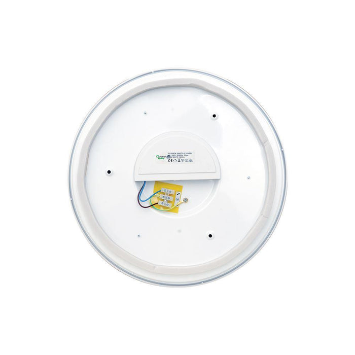 230V 20W 4K Natural White Dimmable Interior LED Ceiling / Wall Button Silver 350Ø * 50mm Height - The Lighting Shop
