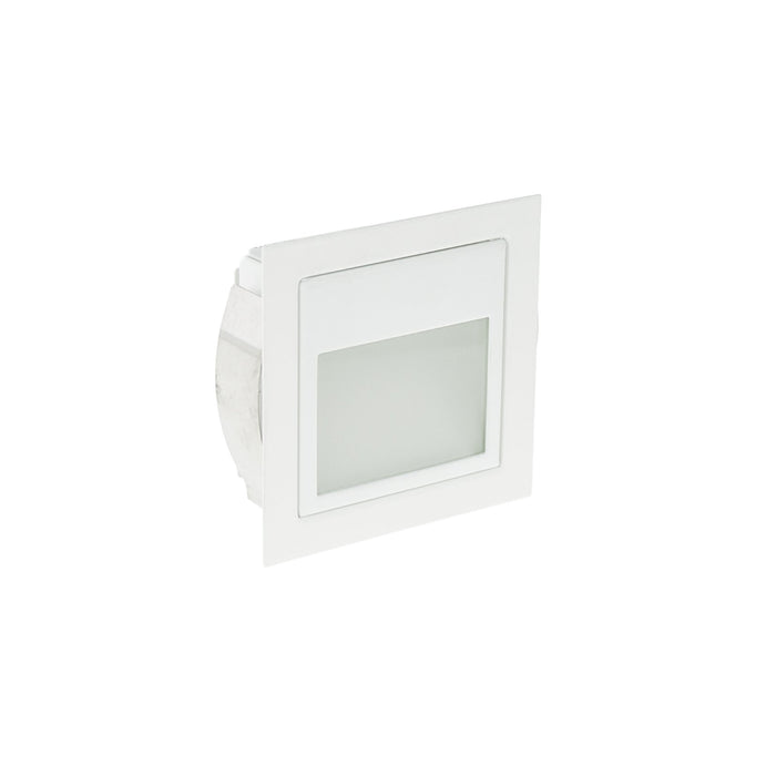 3W Square Low Glare Frosted Glass Eyelid Wall/Stair 3000K Warm White, Cutout: 69 * 69mm - WHITE - The Lighting Shop