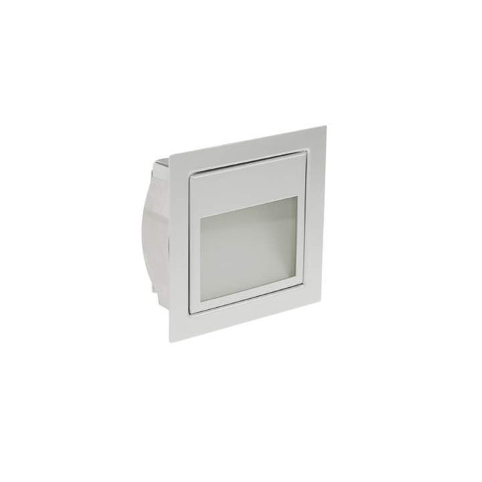 3W Square Low Glare Frosted Glass Eyelid Wall/Stair 3000K Warm White, Cutout: 69 * 69mm - SILVER ANODISED - The Lighting Shop