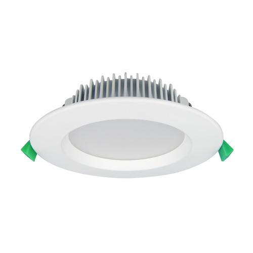 15W Geoled Round Retrofit Downlight Complete With Coverable Driver 3K/4K/6K CCT IP44 160Ømm * 45mmHeight - WHITE/BRUSHED CHROME - The Lighting Shop