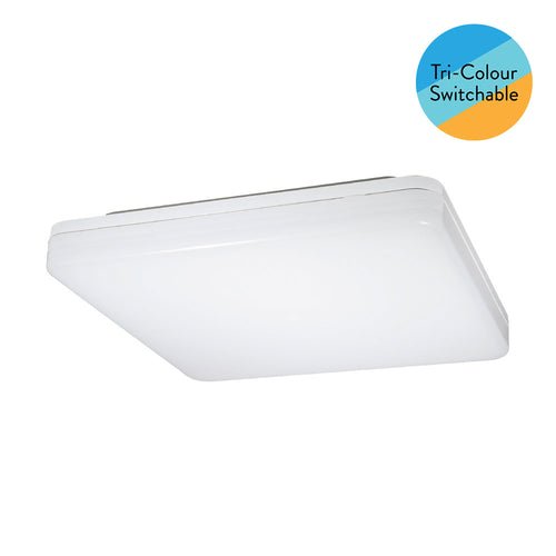 230V 24W 4K Natural White CCT Exterior/Interior Ceiling/Wall Square LED Button IP54 330 x 330 x 53 mmHeight - The Lighting Shop NZ