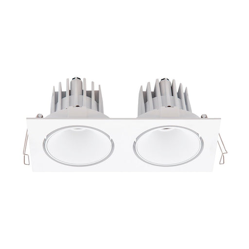 2x14W CRI97 Cevon Square Tilt/Rotate 3000K Warm White, Cutout 205x100mm - WHITE/WHITE - The Lighting Shop