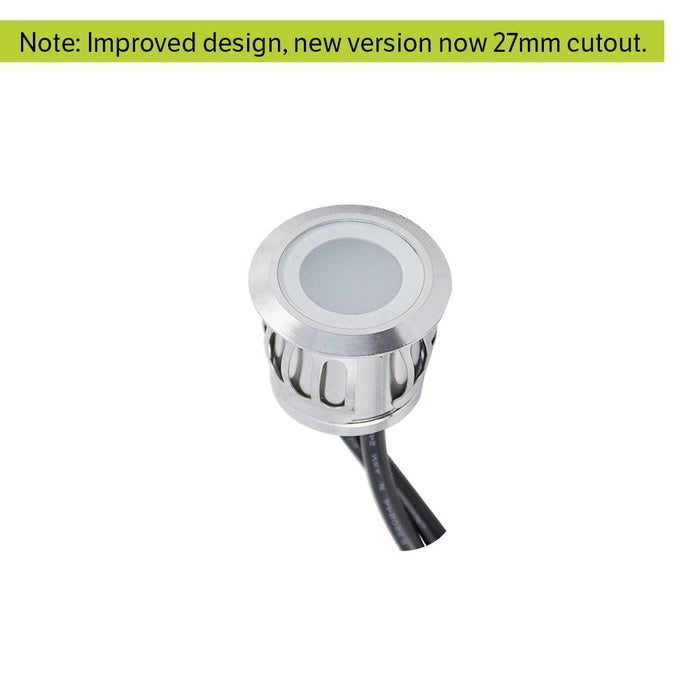0.5W Round Exterior LED RECESSED EFFECT/DECK LIGHT SUPER WARM WHITE 2.7K Stainless Steel DIA 35mm - The Lighting Shop