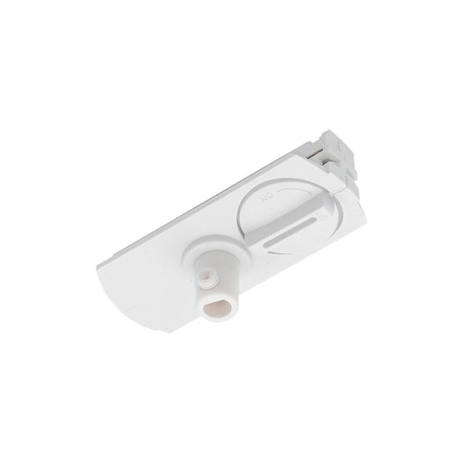 TRACK 1 CIR MAINS ADAPTOR 240V WITH CORD GRIP - WHITE - The Lighting Shop