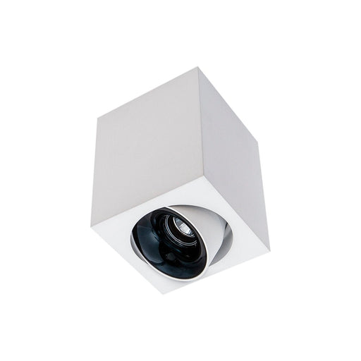 10W CEVON Dark Art Tilt/Rotate Square 3000K Warm White Downlight - WHITE&HIGH GLOSS BLACK - The Lighting Shop