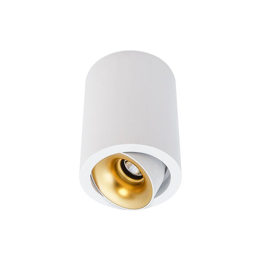 10W CEVON Dark Art Tilt/Rotate Round 3000K Warm White Downlight - WHITE&GOLD - The Lighting Shop