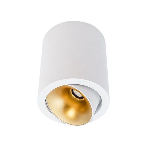 14W CEVON Dark Art Tilt/Rotate Round 3000K Warm White Downlight - WHITE&GOLD - The Lighting Shop