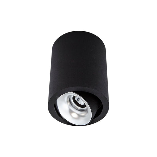 10W CEVON Dark Art Tilt/Rotate Round 3000K Warm White Downlight - BLACK&SILVER - The Lighting Shop