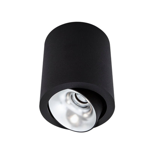 14W CEVON Dark Art Tilt/Rotate Round 3000K Warm White Downlight - BLACK&SILVER - The Lighting Shop