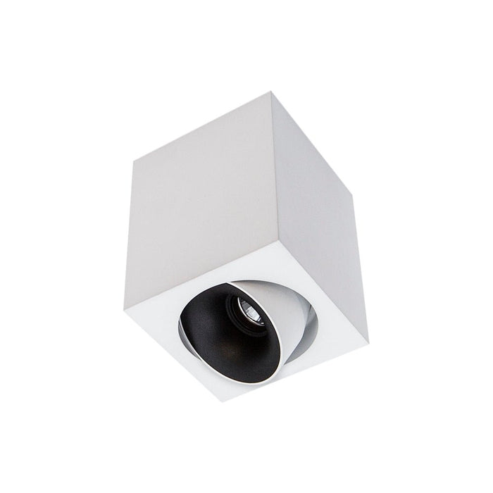 10W CEVON Dark Art Tilt/Rotate Square 3000K Warm White Downlight - WHITE&MATTE BLACK - The Lighting Shop