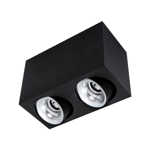 2x10W CEVON Dark Art Tilt/Rotate Twin 3000K Warm White Downlight - BLACK&SILVER - The Lighting Shop