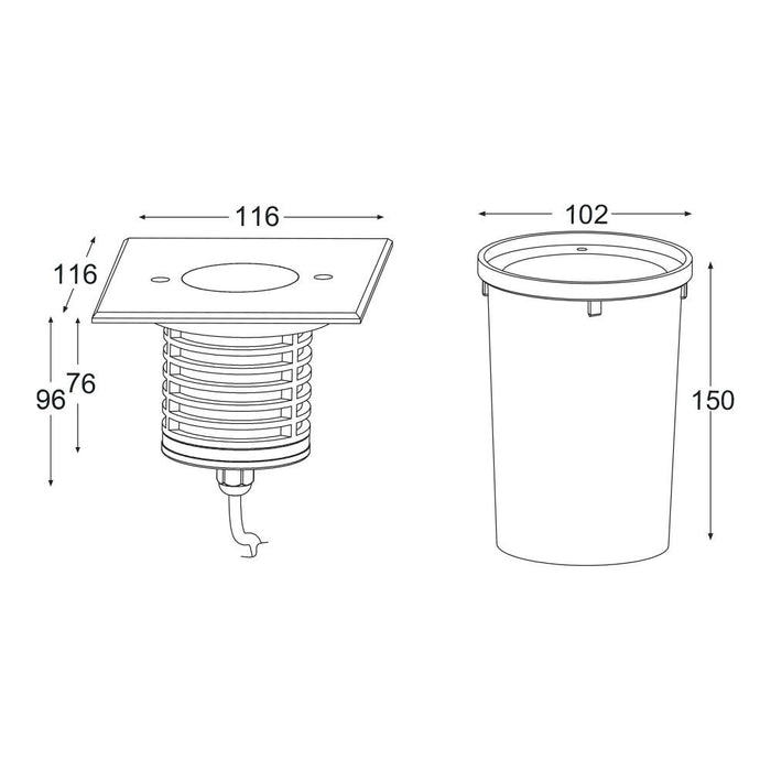 6W Exterior Inground Asymmetric Square Asymmetric 45° IP67 6W 24V Stainless Steel - The Lighting Shop
