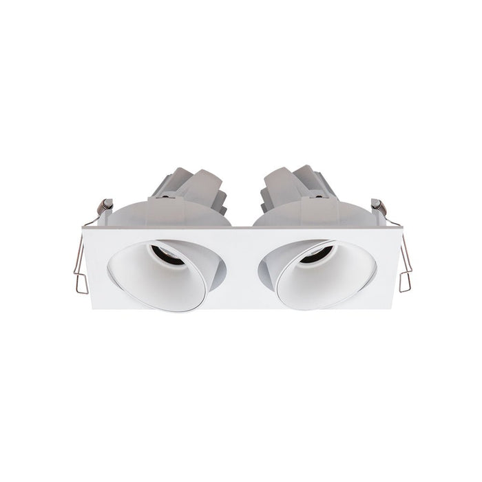 2X 11W CRI97 Cevon Twin Square Tilt/Rotate 3000K Warm White. Cutout 165x80mm - WHITE&WHITE - The Lighting Shop