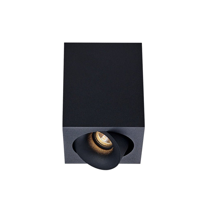 10W CEVON Dark Art Tilt/Rotate Square 3000K Warm White Downlight - BLACK&BLACK - The Lighting Shop
