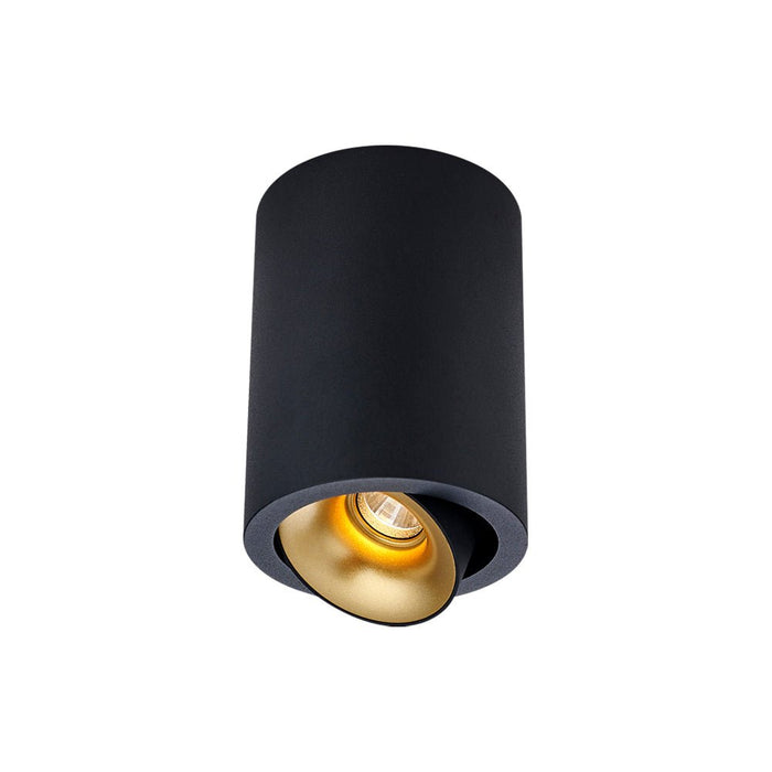 10W CEVON Dark Art Tilt/Rotate Round 3000K Warm White Downlight - BLACK&GOLD - The Lighting Shop